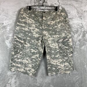 Camo Cargo Shorts Men's L Rip Stop Green CUT OFF